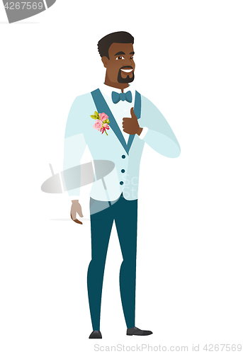 Image of Groom giving thumb up vector illustration.