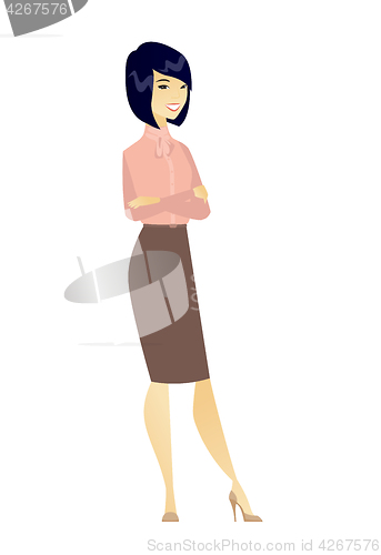 Image of Asian confident business woman with folded arms.