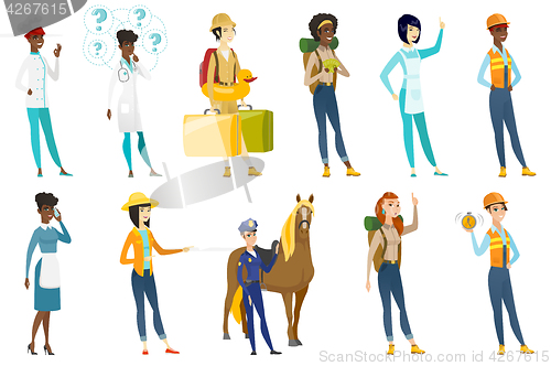 Image of Professional women vector illustrations set.