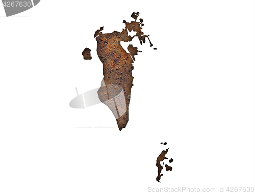 Image of Map of Bahrain on rusty metal