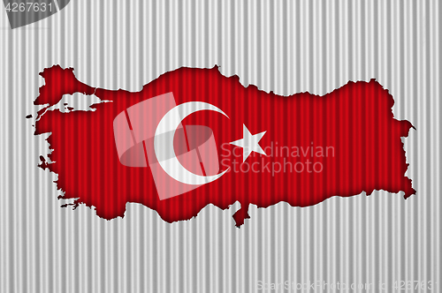 Image of Map and flag of Turkey on corrugated iron