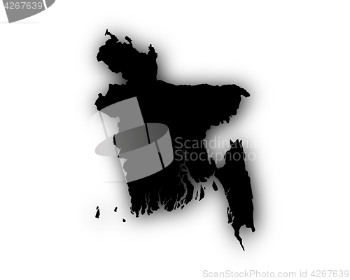 Image of Map of Bangladesh with shadow