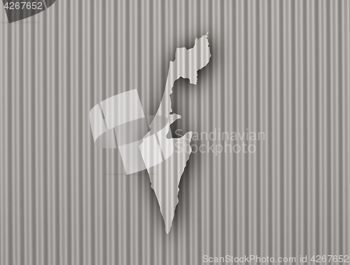 Image of Map of Israel on corrugated iron