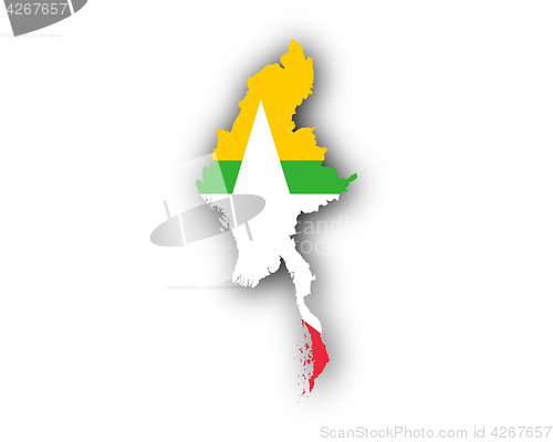 Image of Map and flag of Myanmar