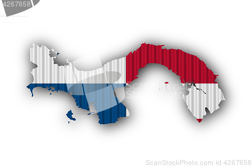 Image of Map and flag of Panama on corrugated iron