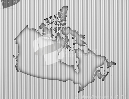 Image of Map of Canada on corrugated iron