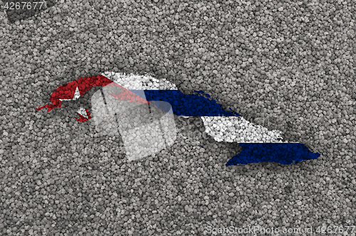 Image of Map and flag of Cuba on poppy seeds