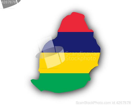 Image of Map and flag of Mauritius