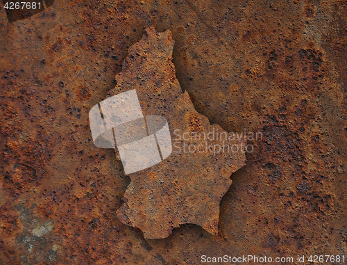 Image of Map of Luxembourg on rusty metal