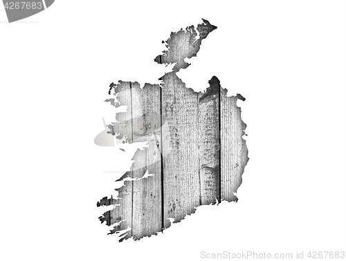Image of Map of Ireland on weathered wood