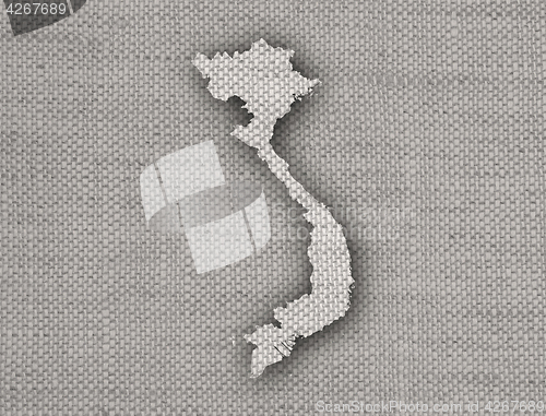 Image of Map of Vietnam on old linen