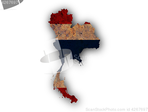 Image of Map and flag of Thailand on rusty metal