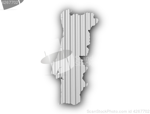 Image of Map of Portugal on corrugated iron