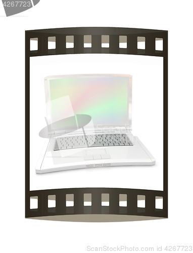 Image of Laptop computer. 3d render. The film strip