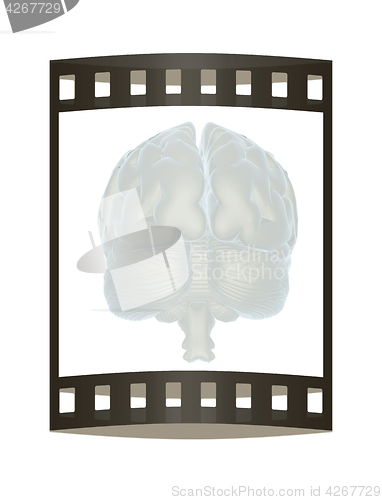 Image of 3D illustration of human brain. The film strip