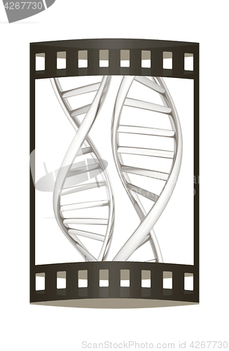 Image of DNA structure model. 3d illustration. The film strip