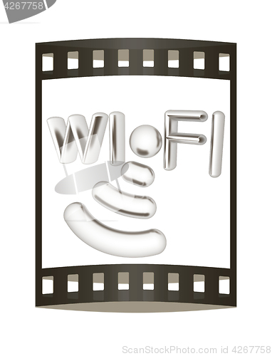 Image of Metal WiFi symbol. 3d illustration. The film strip