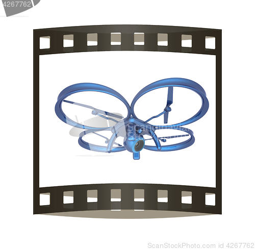 Image of Drone, quadrocopter, with photo camera flying. 3d render. The fi