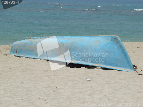 Image of blue fishing boat