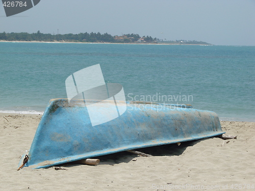 Image of blue fishing boat