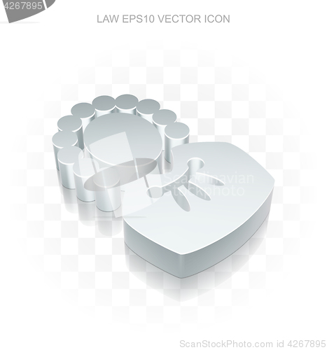 Image of Law icon: Flat metallic 3d Judge, transparent shadow , EPS 10 vector.