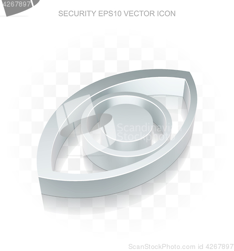 Image of Privacy icon: Flat metallic 3d Eye, transparent shadow, EPS 10 vector.