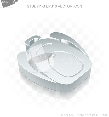 Image of Learning icon: Flat metallic 3d Backpack, transparent shadow, EPS 10 vector.