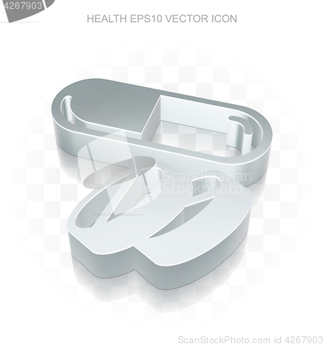 Image of Medicine icon: Flat metallic 3d Pills, transparent shadow, EPS 10 vector.