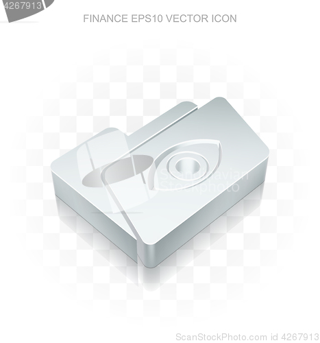 Image of Finance icon: Flat metallic 3d Folder With Eye, transparent shadow, EPS 10 vector.