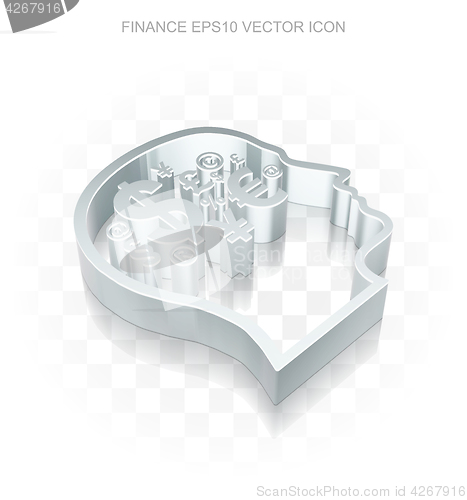 Image of Finance icon: Flat metallic 3d Head With Finance Symbol, transparent shadow, EPS 10 vector.