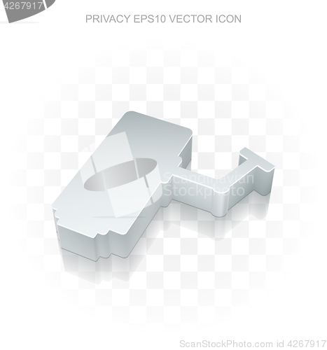 Image of Protection icon: Flat metallic 3d Cctv Camera, transparent shadow, EPS 10 vector.