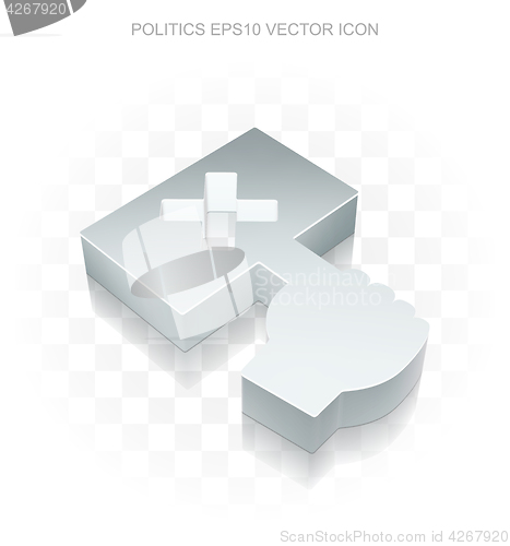 Image of Politics icon: Flat metallic 3d Protest, transparent shadow EPS 10 vector.