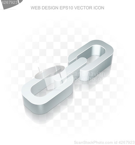 Image of Web development icon: Flat metallic 3d Link, transparent shadow, EPS 10 vector.