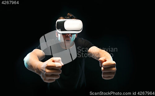 Image of The man with glasses of virtual reality. Future technology concept.