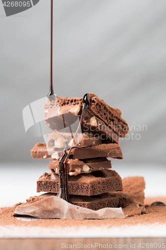 Image of Tower of chocolate, porous, nuts