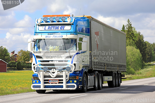 Image of Customized Super Scania Semi Trailer at Summer