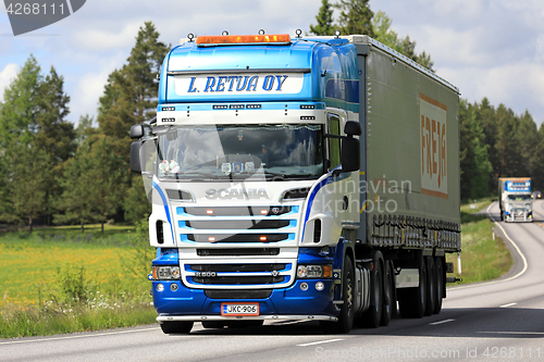 Image of Colorful Scania Semi Truck Transport