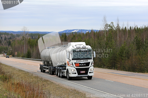 Image of White MAN Tank Truck for ADR Transport on the Road