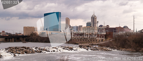 Image of Downtown City Skyline Indianapolis Indianna White River