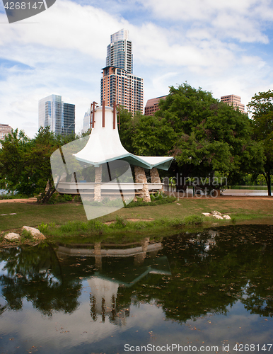 Image of Park Pond Vertical Composition Austin Texas Afternoon