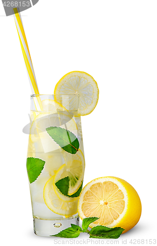 Image of Glass of lemonade with straw