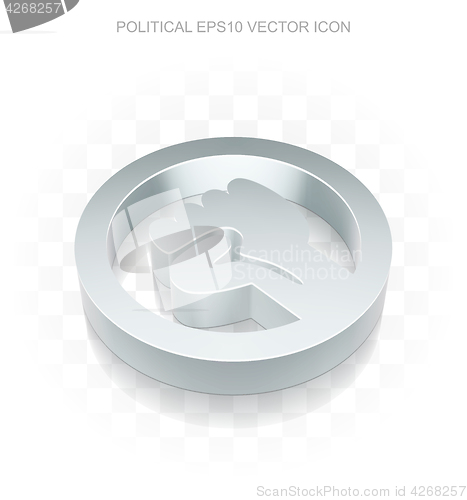 Image of Politics icon: Flat metallic 3d Uprising, transparent shadow, EPS 10 vector.