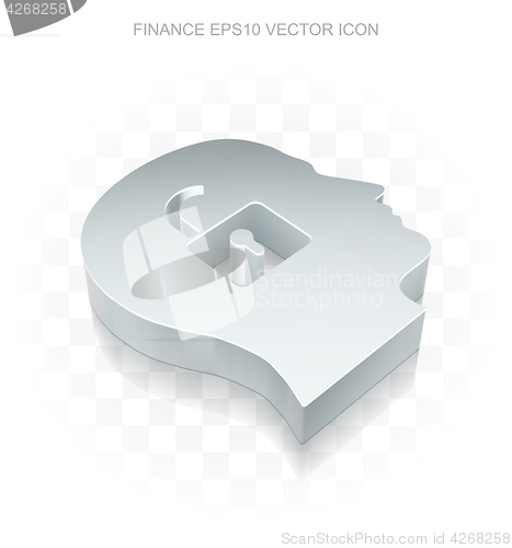Image of Finance icon: Flat metallic 3d Head With Padlock, transparent shadow, EPS 10 vector.