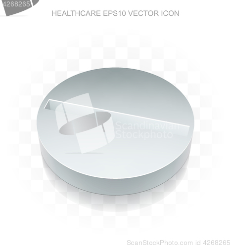 Image of Health icon: Flat metallic 3d Pill, transparent shadow, EPS 10 vector.