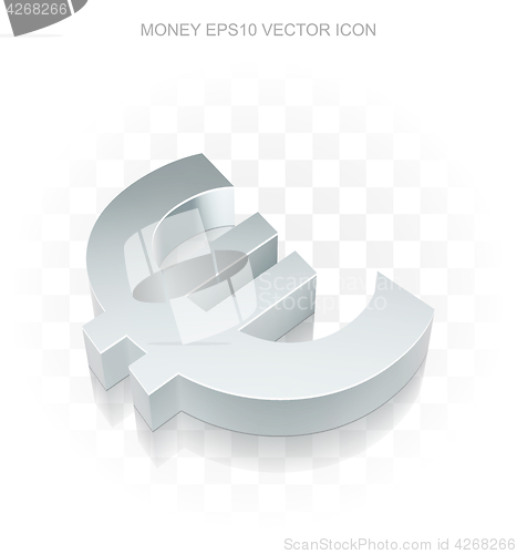 Image of Currency icon: Flat metallic 3d Euro, transparent shadow, EPS 10 vector.