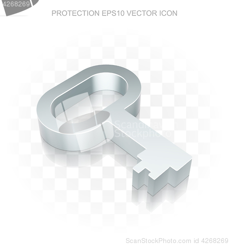 Image of Privacy icon: Flat metallic 3d Key, transparent shadow, EPS 10 vector.