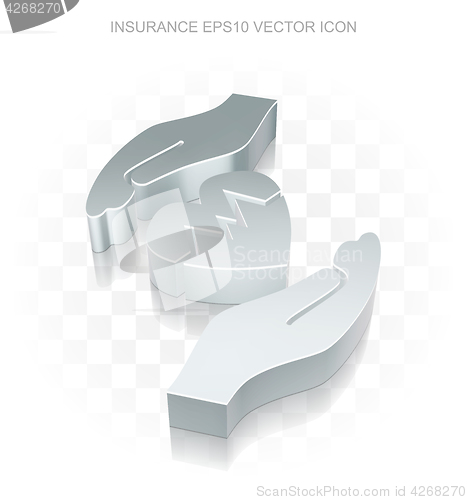 Image of Insurance icon: Flat metallic 3d Heart And Palm, transparent shadow, EPS 10 vector.