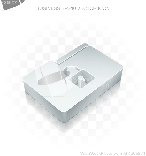Image of Business icon: Flat metallic 3d Folder, transparent shadow, EPS 10 vector.