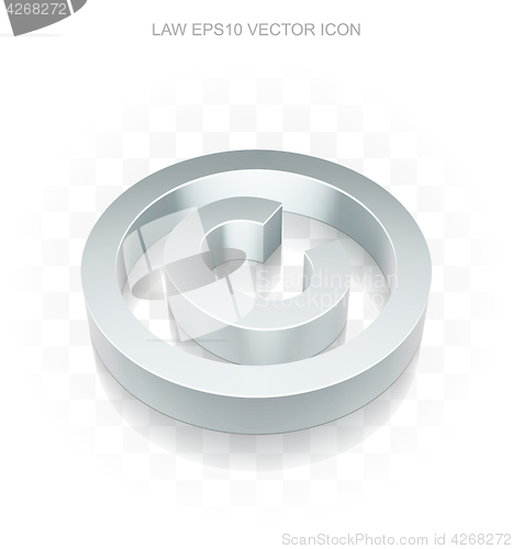 Image of Law icon: Flat metallic 3d Copyright, transparent shadow, EPS 10 vector.