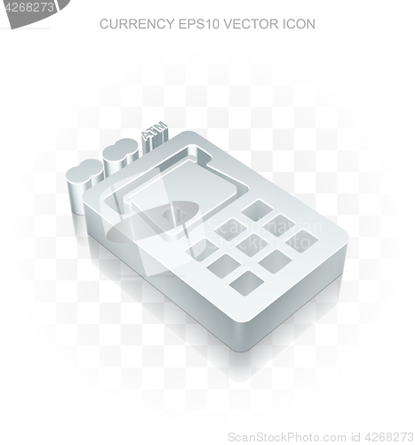 Image of Banking icon: Flat metallic ATM Machine, transparent shadow, EPS 10 vector.